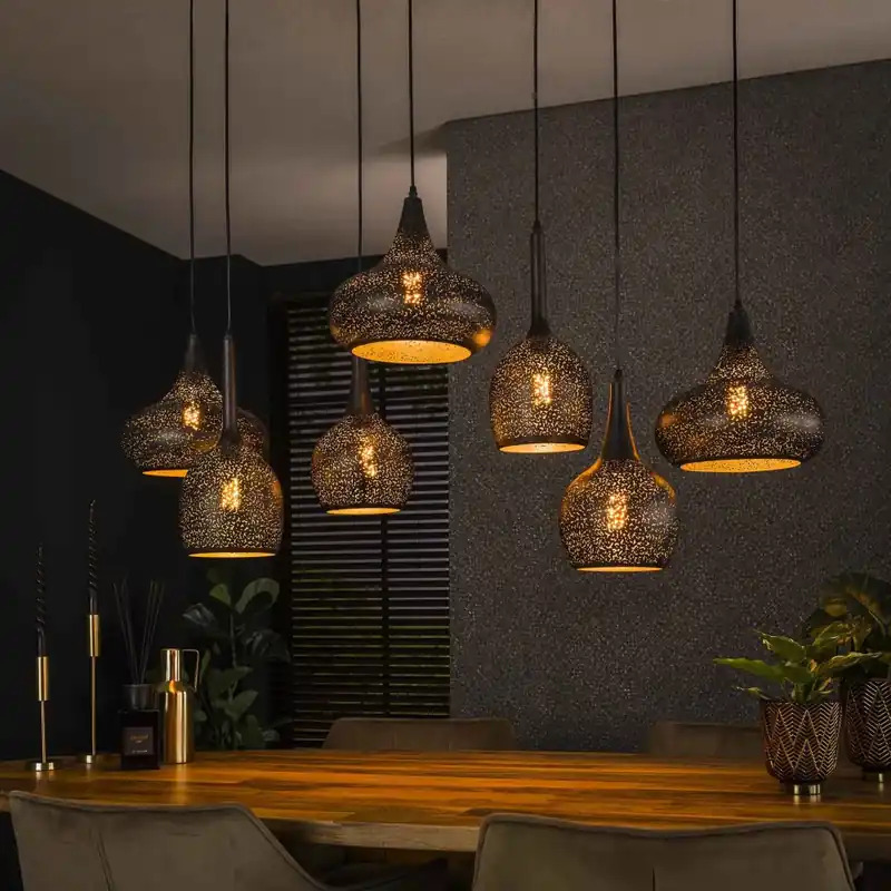 Zip Hanglamp Zwart, 7-lichts Veilige Betaling