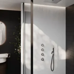 Tijdelijk Beschikbaar Hotbath Cobber IBS27 thermostatische douche InBouwSet - 3 stopkranen - ronde handdouche - vierkante hoofddouche 38cm - Geborsteld Nikkel
