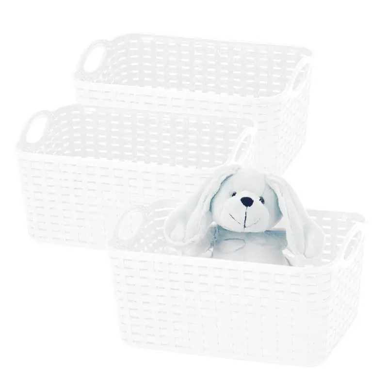 Aanbieding Plasticforte Opbergmand/kastmandje - 3x - 12 liter - ivoor wit - kunststof - 33 x 24 x 21 cm - Opbergmanden