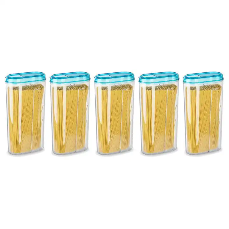 Aanbieding Plasticforte Voedselcontainer strooibus - 5x - blauw - 2350 ml - kunststof - voorraadpot - Voorraadpot