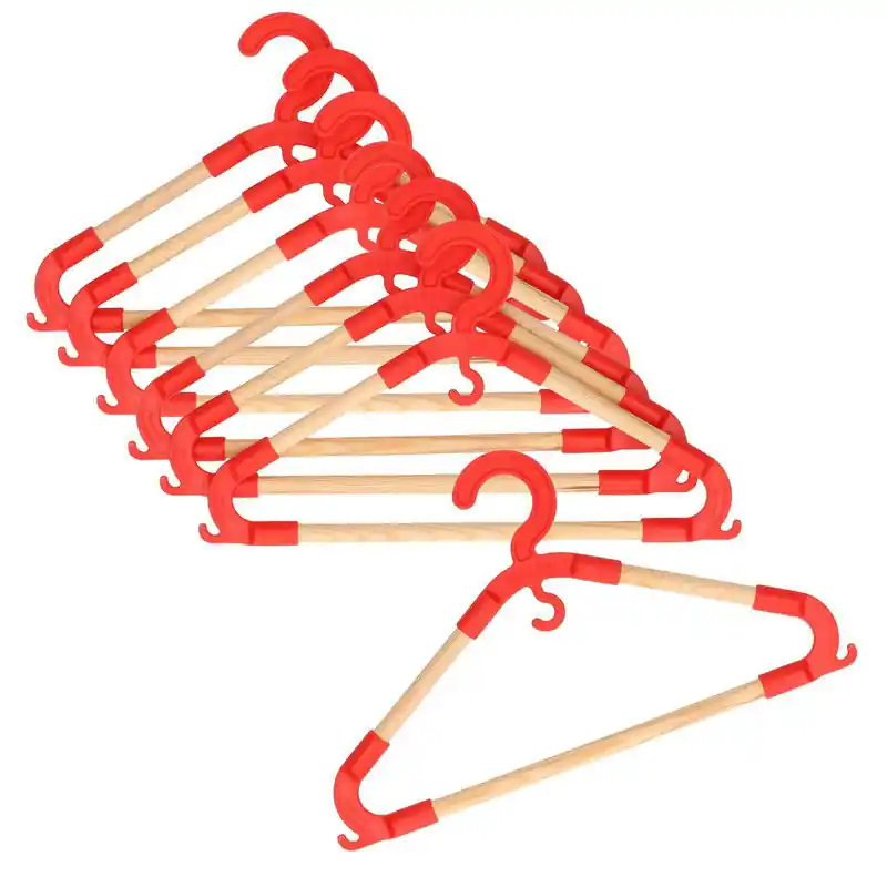 Garantie Inbegrepen Storage Solutions kledinghangers voor kinderen - 18x - kunststof/hout - rood - Sterke kwaliteit - Kledinghangers