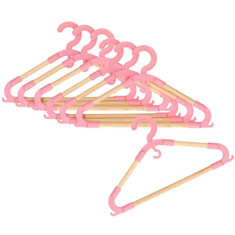 Beperkte Voorraad Storage Solutions kledinghangers voor kinderen - 9x - kunststof/hout - roze - Sterke kwaliteit - Kledinghangers