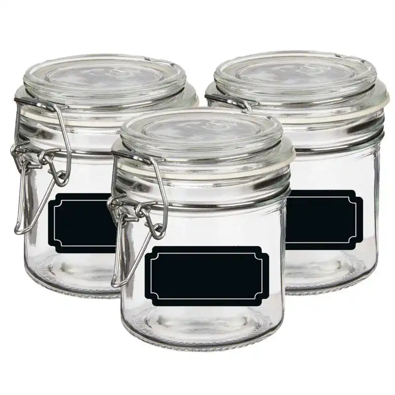 Hoge Kwaliteit Weckpot/inmaakpot - 4x - 250 ml - glas - met beugelsluiting - incl. etiketten - Weckpotten