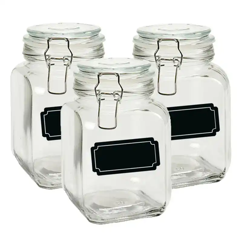 Authentiek Weckpot/inmaakpot - 4x - 1.2L - glas - met beugelsluiting - incl. etiketten - Weckpotten