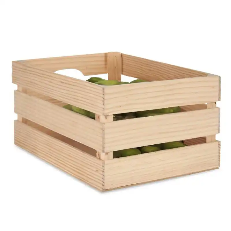 Laatste Versie Giftdecor Fruitkisten opslagbox - open structuur - naturel - hout - L36 x B26 x H18 cm - Opbergkisten