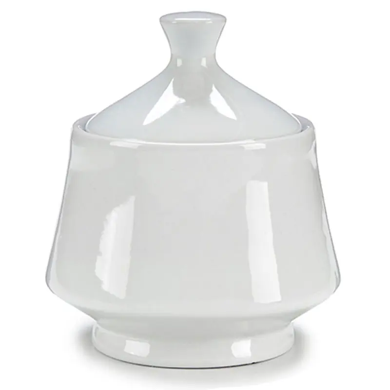 Suikerpot met deksel - wit - 400 ml - porselein - 10 x 10 x 11 cm - Suikerstrooiers Superprijs