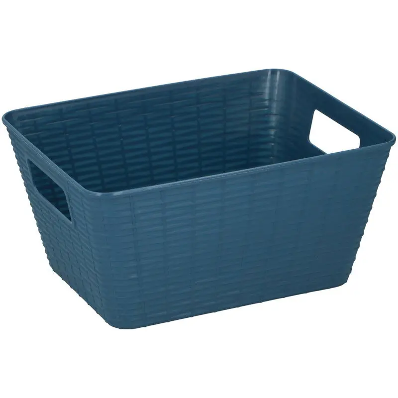 1x Blauwe plastic opbergmanden rechthoekig 26 x 20 x 13 cm - Opbergmanden Nieuw