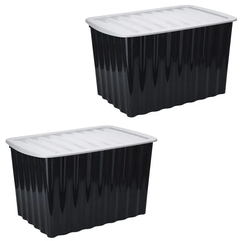2x Stuks Opbergdozen/organizers met deksel - kunststof - 84 Liter - Opbergbox Trendy