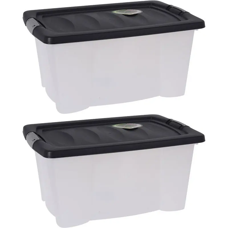 2x Stuks Opbergdozen/organizers met deksel - kunststof - 13 Liter - Opbergbox Beperkt Aanbod