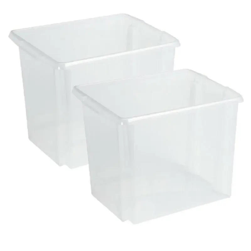 Sunware Opslagbox kunststof - 2x - 45L - transparant - 45 x 36 x 36 cm - Opbergbox Finale Uitverkoop