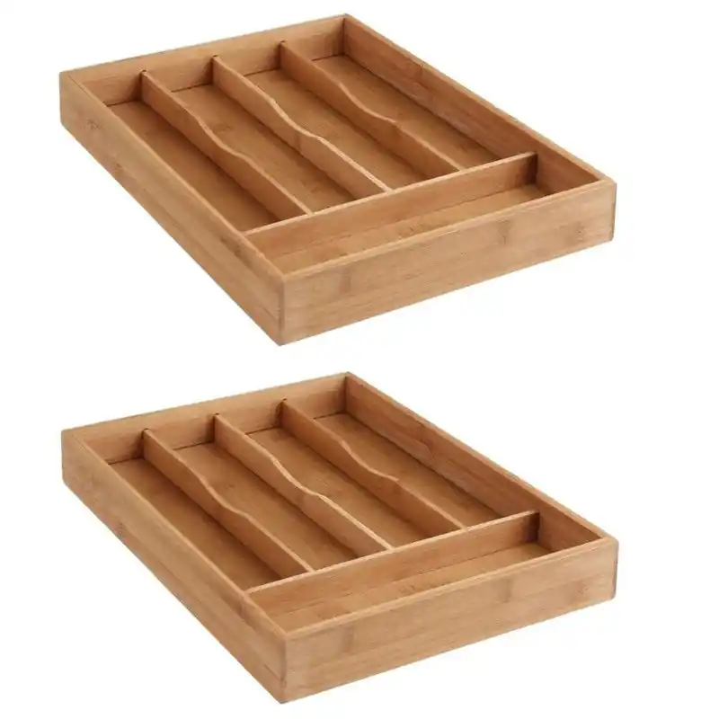 2x secret de gourmet bestekbak - 5-vaks - bamboe hout - 34 x 25 cm - Bestekbakken Groothandel