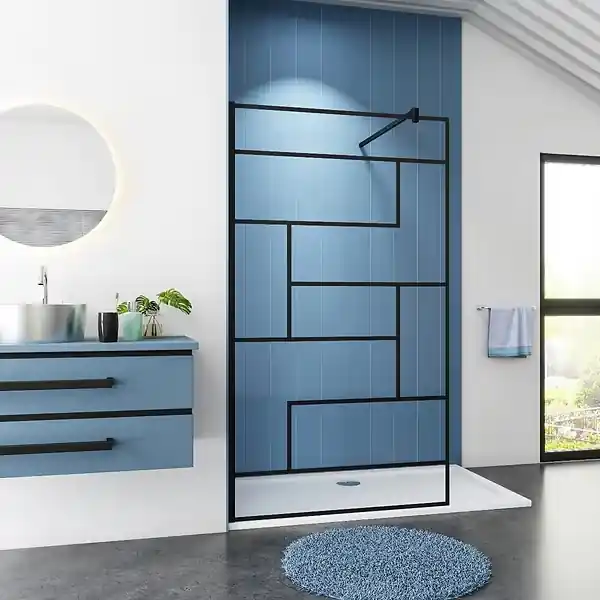 Aanbieding Inloopdouche Acacia (100x200 cm) met Douchebak Daisy Wit (160x80 cm) - 8 mm Helder Glas - Zwarte Kaders Rechthoek - Antikalk Mat Zwart