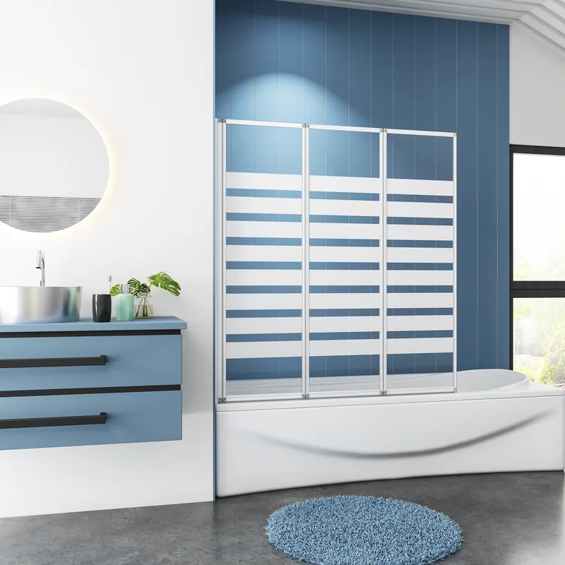 Alleen Vandaag Badwand White Bluebell 3-Delig 130x140 4Mm Semi-Gesatineerd Glas Mat Grijs Links