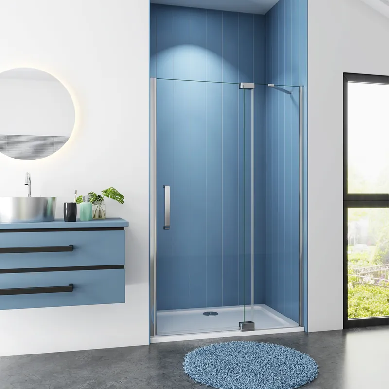 Rechtstreeks Van De Fabrikant Douchedeur Cosmos Nisdeur 80x195 Draaideur Met Vaste Wand 8mm Helder Glas Antikalk Chroom
