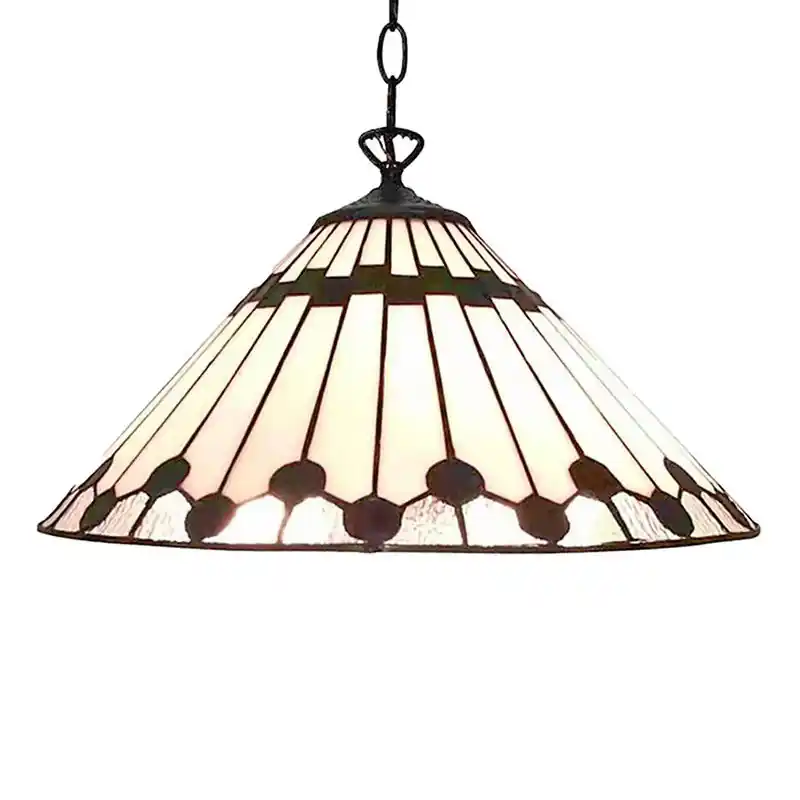 Lumilamp Hanglamp Tiffany Ø 40 cm Wit Bruin Glas In De Mode