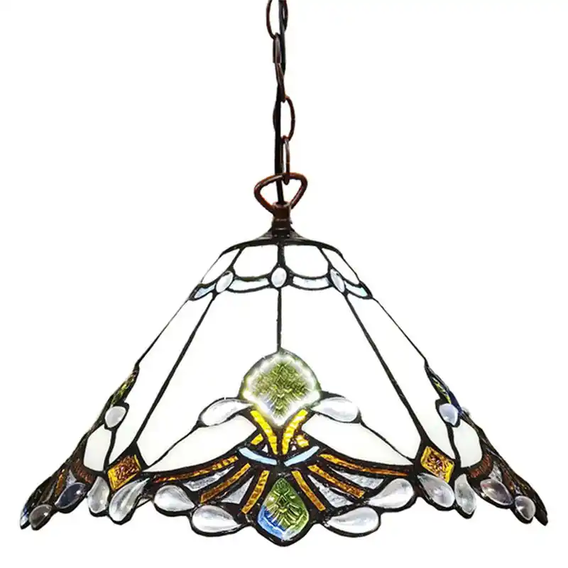 Lumilamp Hanglamp Tiffany Ø 31x107 cm Wit Bruin Glas Beste Prijs