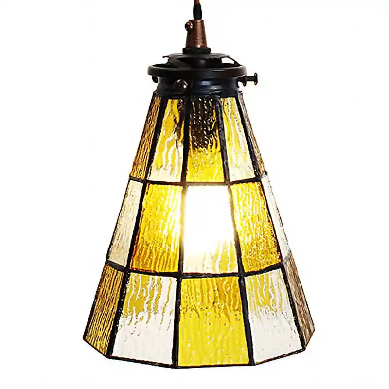 Lumilamp Hanglamp Tiffany Ø 15x115 cm Geel Bruin Glas Flitsaanbieding