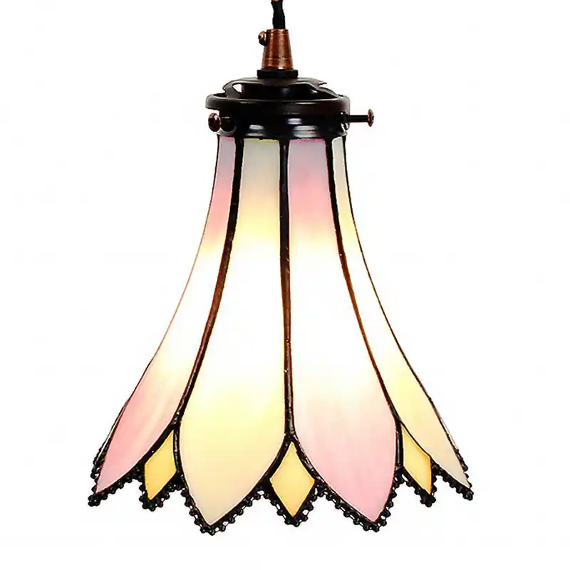 Laatste Kans Lumilamp Hanglamp Tiffany Ø 15x115 cm Roze Beige Glas