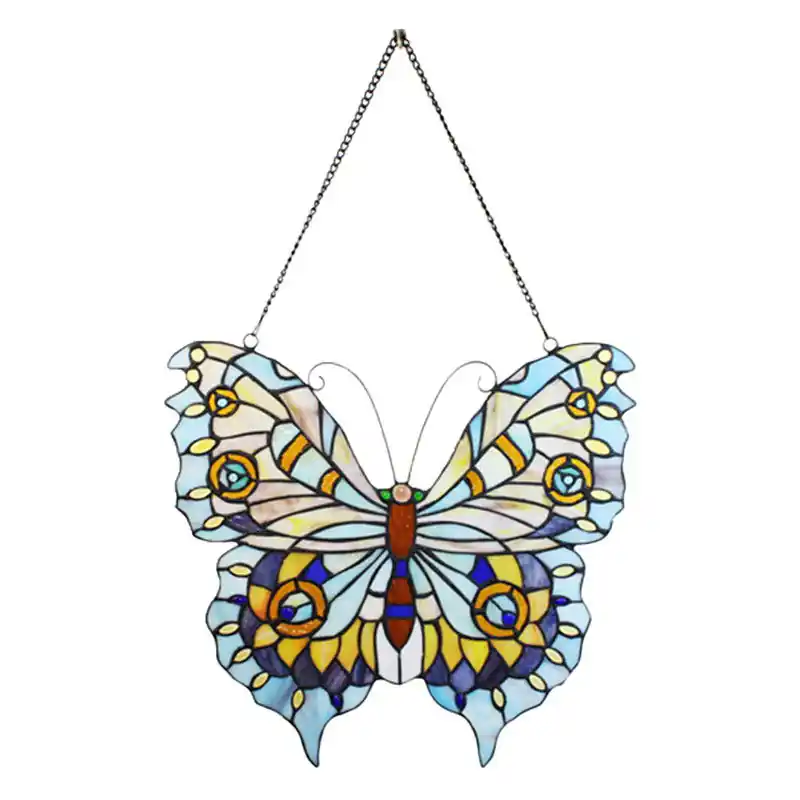 Shop Nu Lumilamp Glaspaneel Tiffany Vlinder 40x60 cm Blauw Glas
