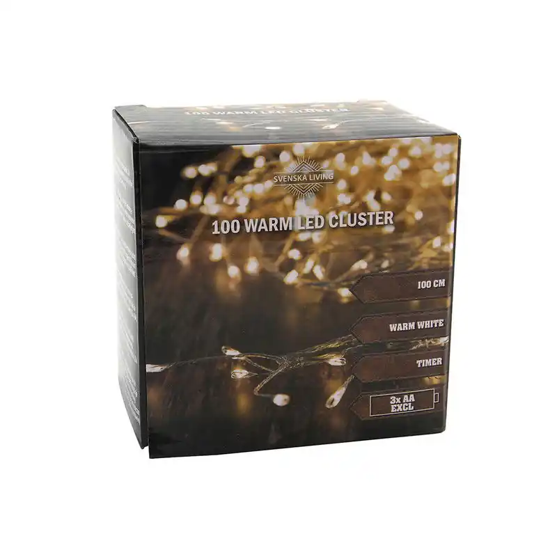 Svenska Living Kerstverlichting - cluster - 100 LEDs - warm wit - Kerstverlichting kerstboom Betaalbaar