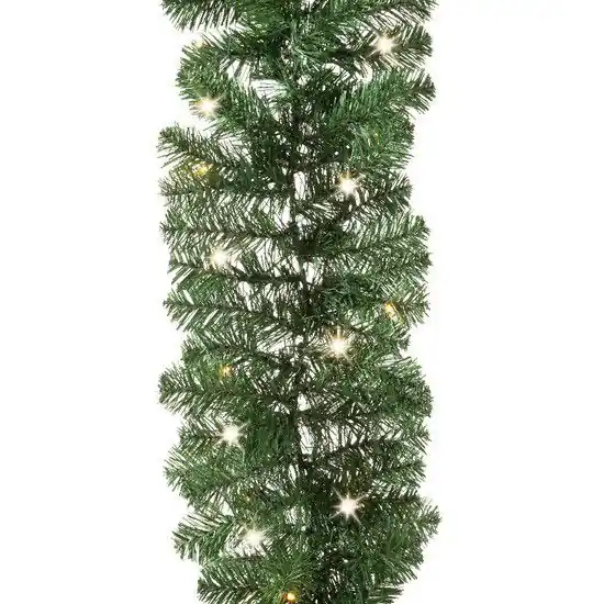 Groene kerstdecoratie dennenslingers met licht 270 cm - Guirlandes Nieuw Model