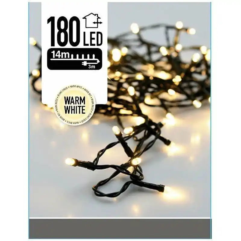 Snelle Levering Kerstverlichting - warm wit - 180 led lampjes - 14 meter - zwart snoer - Kerstverlichting kerstboom