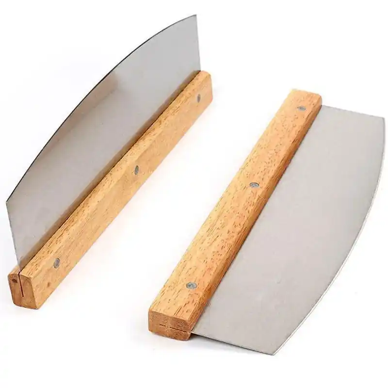 Decopatent® PRO Pizzasnijder RVS met houten handvat - Pizza Mes - Pizza snijder - Deegsnijder - Pizza verdeler wiegemes - Pizzames Wereldwijde Verzending