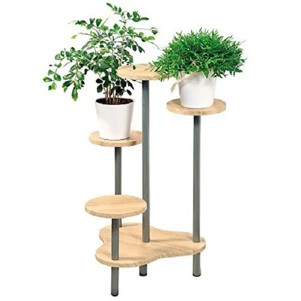 Actieprijs 100% FSC Houten Plantenrek met 4 Etages | Planten Potten Houder voor 4 Planten | Afm. 64,5 x 46 x 72,5 cm | Kleur: HOUT LICHT BRUIN