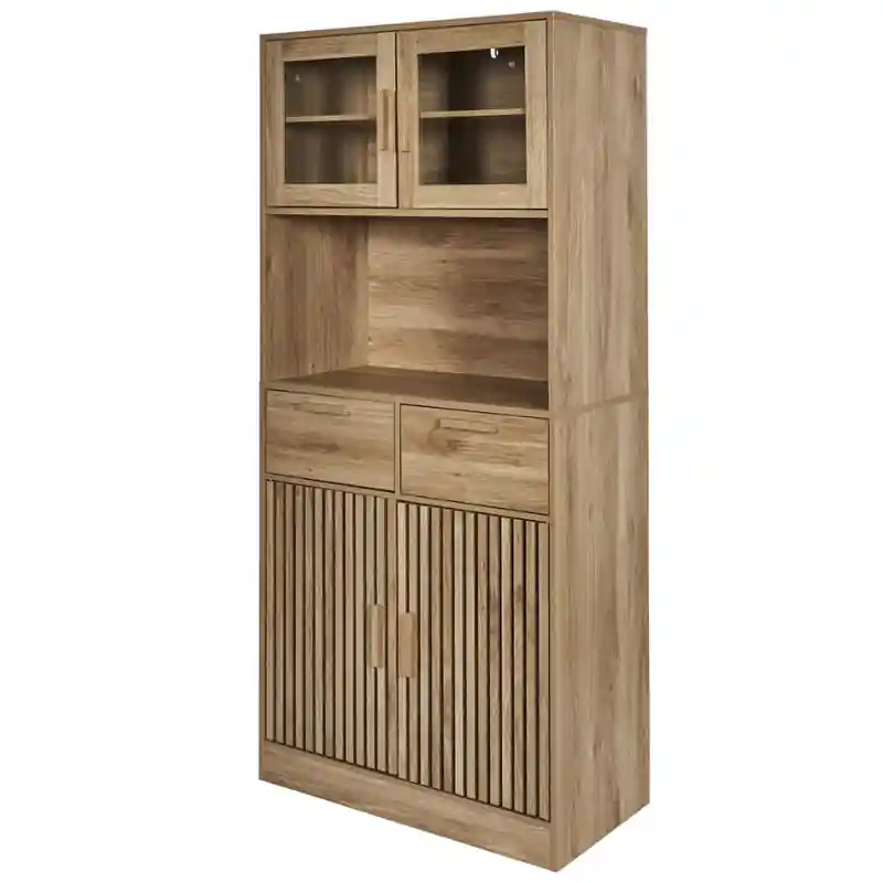 MISOU Klaus Wandkast - Met Lades - Magnetronkast - Keuken - Dressoir - Opbergruimte - Servieskast - Buffetkast - Opbergkast - Hout Bestseller
