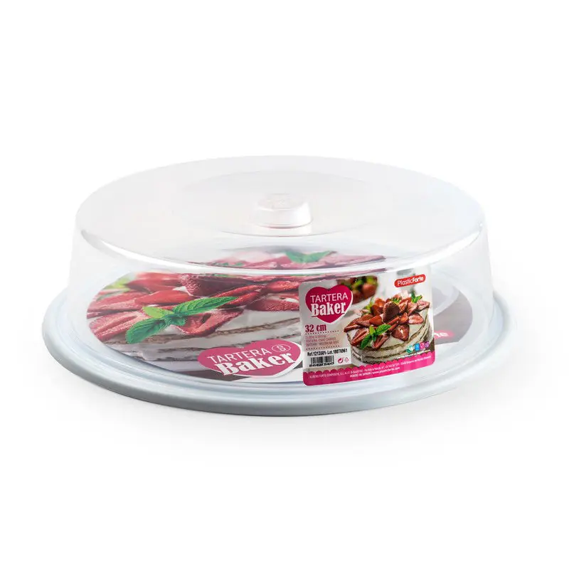 PlasticForte Taart bewaardoos - rond - wit - D32 x H9,5 cm - Taartplateaus Budget