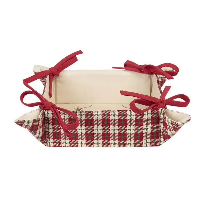 Clayre & Eef Broodmand 35x35x8 cm Rood Beige Katoen Ruit Hert Favoriet