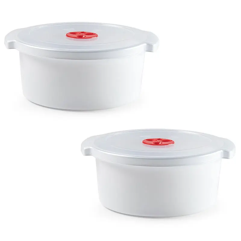 2x stuks magnetron voedsel opwarm potjes/bakjes 3 liter met speciale deksel - Magnetronbakken Voordeelprijs