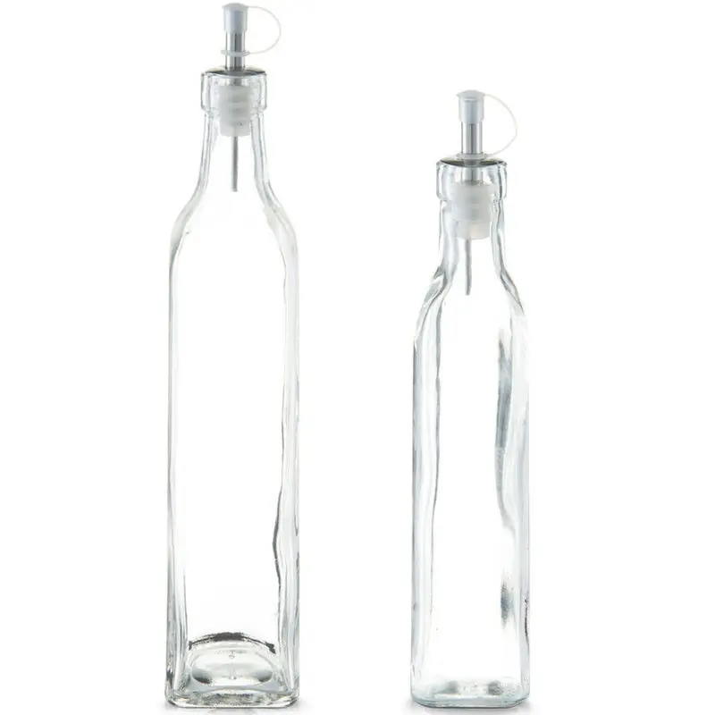 2x Glazen azijn/olie flessen met doseerdopje 270 ml en 500 ml - Olie- en azijnstellen Veilige Betaling
