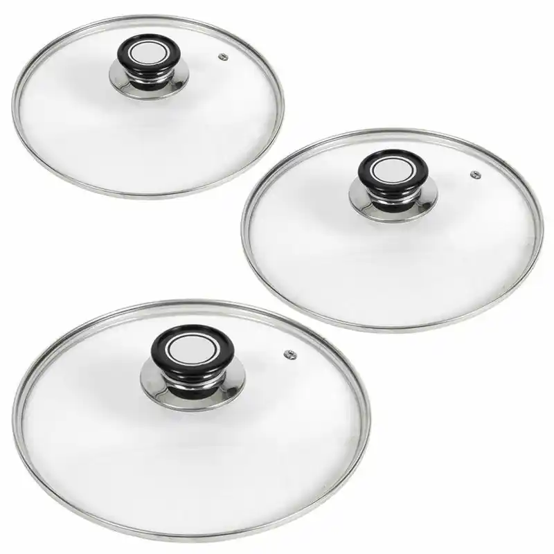 Aanbieding Set van 3x stuks universele glazen pannendeksels voor pannen van 16, 20 en 24 cm - Pannendeksels