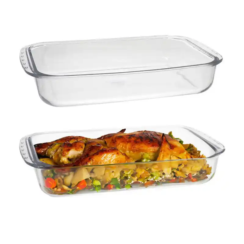 Fabrieksprijs Marinex Ovenschaal van borosilicaat glas - 2x - rechthoek - 3.7 Liter - 36 x 22 x 7 cm - serveerschaal - Ovenschalen