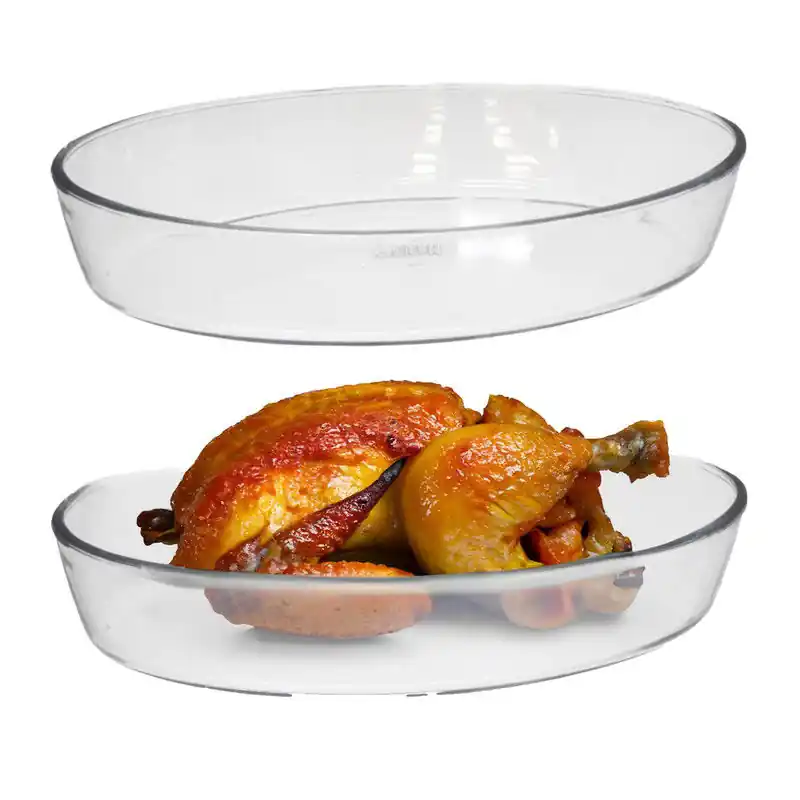 Marinex Ovenschaal van borosilicaat glas - 2x - ovaal - 3.2 Liter - 35 x 24 x 6 cm - serveerschaal - Ovenschalen Direct Beschikbaar