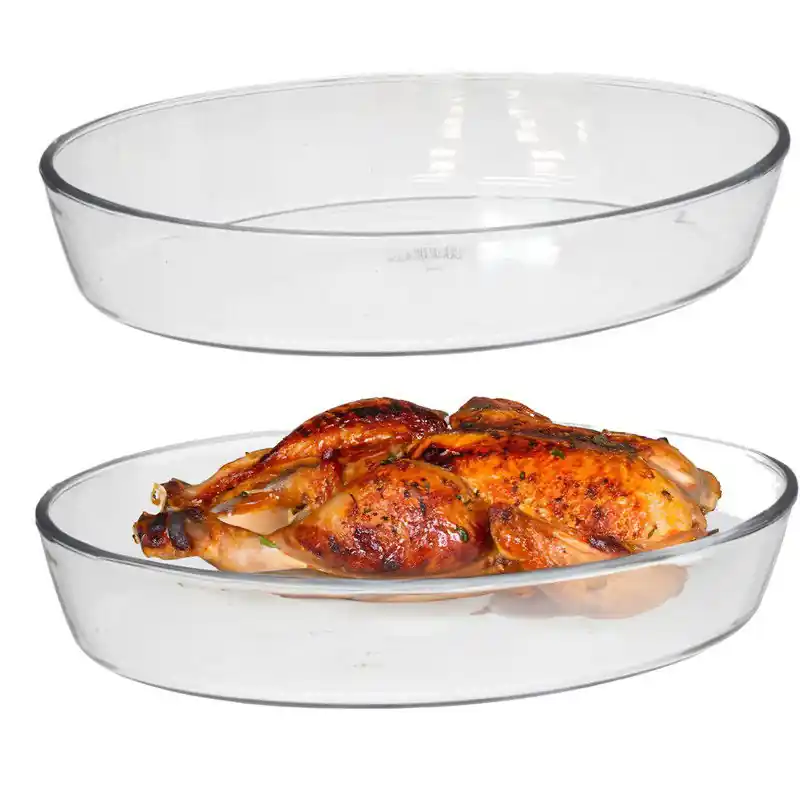 Bestseller Marinex Ovenschaal van borosilicaat glas - 2x - ovaal - 4.0 Liter - 39 x 27 x 6 cm - serveerschaal - Ovenschalen