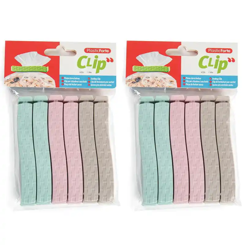 12x Gekleurde keuken afsluitclips / vershoudclips 11 cm - Vershoudknijpers Favoriet